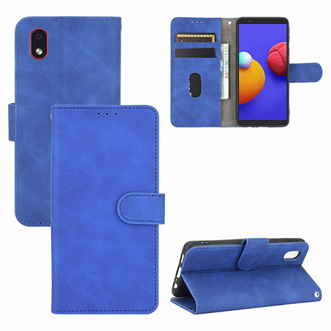 Custodia Portafoglio In Pelle Cover con Supporto L03Z per Samsung Galaxy M01 Core Blu