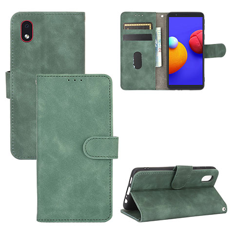 Custodia Portafoglio In Pelle Cover con Supporto L03Z per Samsung Galaxy M01 Core Verde