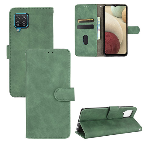 Custodia Portafoglio In Pelle Cover con Supporto L03Z per Samsung Galaxy M12 Verde