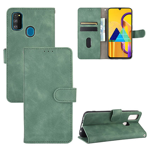 Custodia Portafoglio In Pelle Cover con Supporto L03Z per Samsung Galaxy M21 Verde