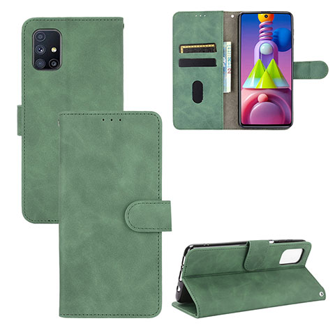 Custodia Portafoglio In Pelle Cover con Supporto L03Z per Samsung Galaxy M51 Verde