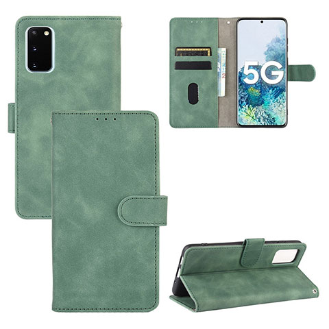 Custodia Portafoglio In Pelle Cover con Supporto L03Z per Samsung Galaxy S20 FE 4G Verde