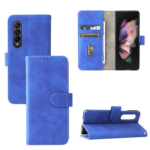 Custodia Portafoglio In Pelle Cover con Supporto L03Z per Samsung Galaxy Z Fold4 5G Blu