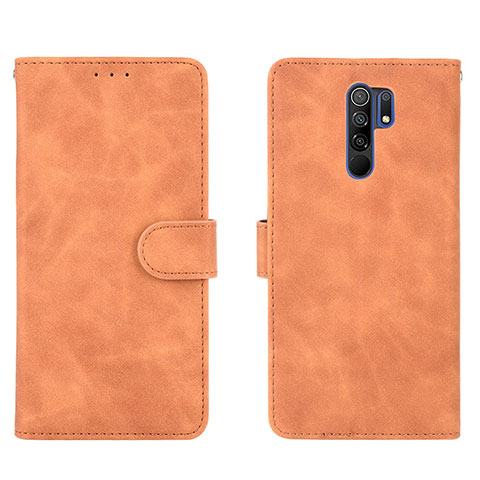 Custodia Portafoglio In Pelle Cover con Supporto L03Z per Xiaomi Redmi 9 Marrone