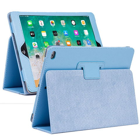 Custodia Portafoglio In Pelle Cover con Supporto L04 per Apple iPad 10.2 (2019) Azzurro