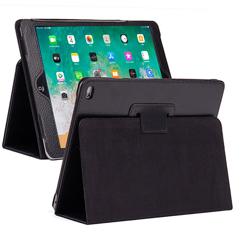 Custodia Portafoglio In Pelle Cover con Supporto L04 per Apple iPad 10.2 (2019) Nero