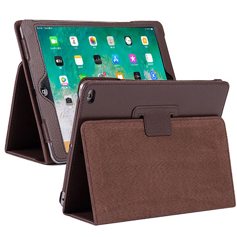 Custodia Portafoglio In Pelle Cover con Supporto L04 per Apple iPad 10.2 (2021) Marrone