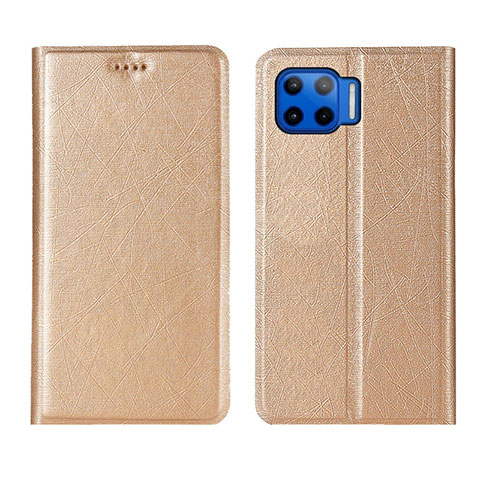 Custodia Portafoglio In Pelle Cover con Supporto L04 per Motorola Moto G 5G Plus Oro