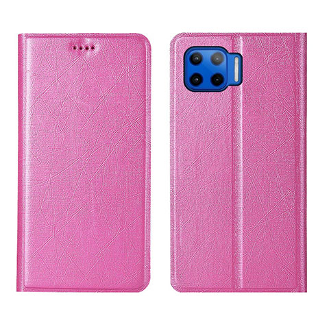 Custodia Portafoglio In Pelle Cover con Supporto L04 per Motorola Moto One 5G Rosa