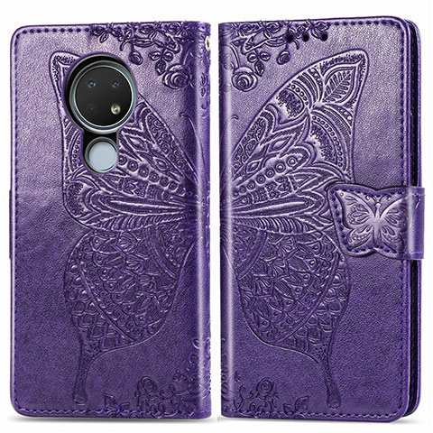 Custodia Portafoglio In Pelle Cover con Supporto L04 per Nokia 6.2 Viola