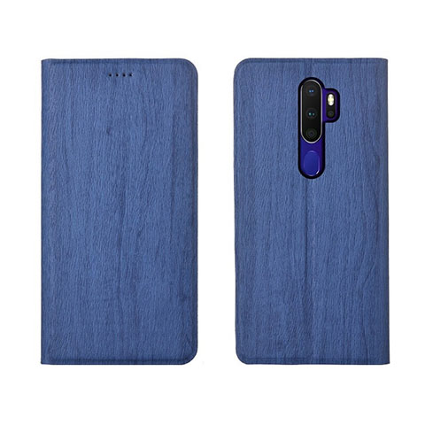 Custodia Portafoglio In Pelle Cover con Supporto L04 per Oppo A11 Blu