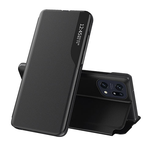 Custodia Portafoglio In Pelle Cover con Supporto L04 per Oppo Find X5 Pro 5G Nero