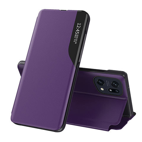 Custodia Portafoglio In Pelle Cover con Supporto L04 per Oppo Find X5 Pro 5G Viola