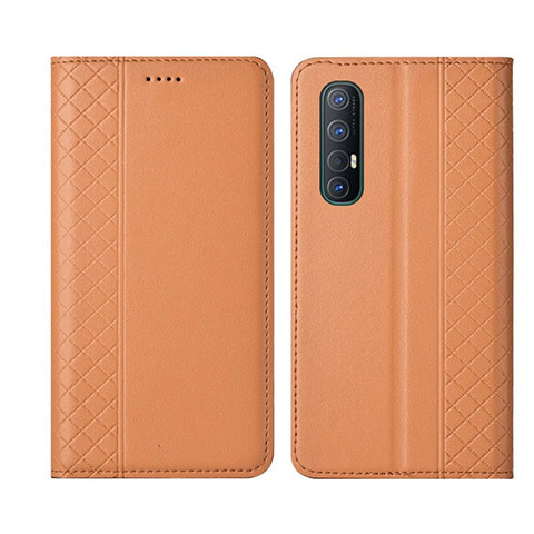 Custodia Portafoglio In Pelle Cover con Supporto L04 per Oppo Reno3 Pro Arancione