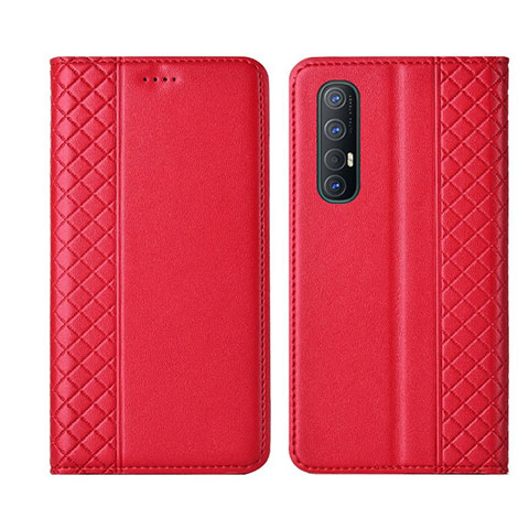 Custodia Portafoglio In Pelle Cover con Supporto L04 per Oppo Reno3 Pro Rosso