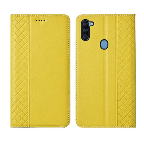 Custodia Portafoglio In Pelle Cover con Supporto L04 per Samsung Galaxy A11 Giallo