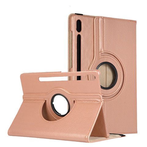 Custodia Portafoglio In Pelle Cover con Supporto L04 per Samsung Galaxy Tab S6 10.5 SM-T860 Oro Rosa