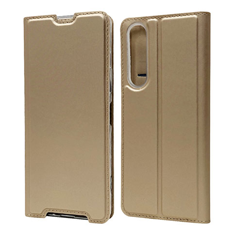 Custodia Portafoglio In Pelle Cover con Supporto L04 per Sony Xperia 1 II Oro