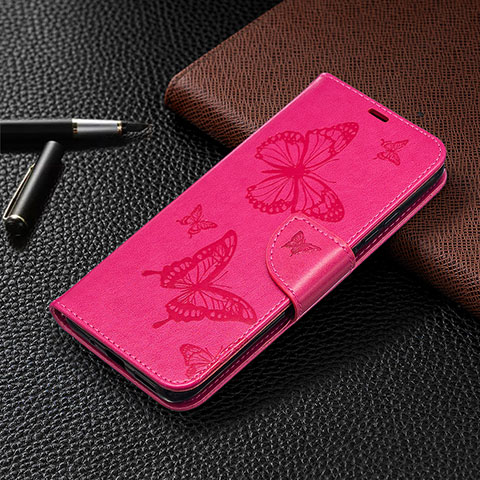 Custodia Portafoglio In Pelle Cover con Supporto L04 per Xiaomi POCO C3 Rosa Caldo