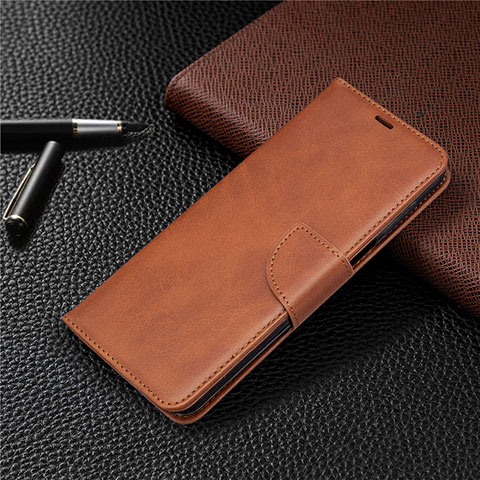 Custodia Portafoglio In Pelle Cover con Supporto L04 per Xiaomi Redmi Note 9S Marrone