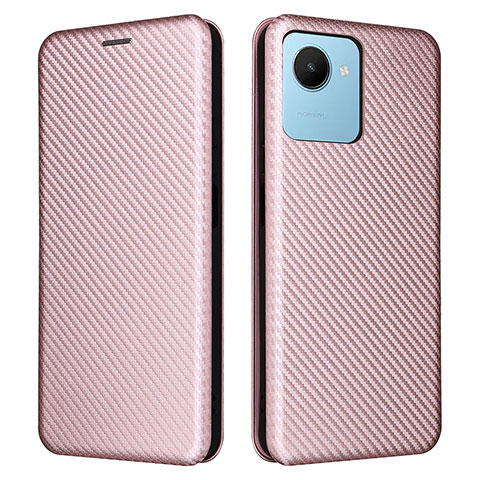 Custodia Portafoglio In Pelle Cover con Supporto L04Z per Realme C30 Oro Rosa