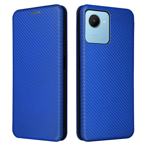 Custodia Portafoglio In Pelle Cover con Supporto L04Z per Realme C30s Blu