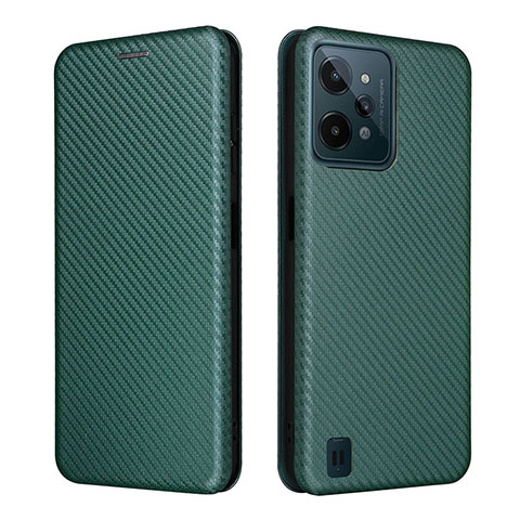 Custodia Portafoglio In Pelle Cover con Supporto L04Z per Realme C31 Verde