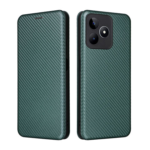 Custodia Portafoglio In Pelle Cover con Supporto L04Z per Realme C53 Verde