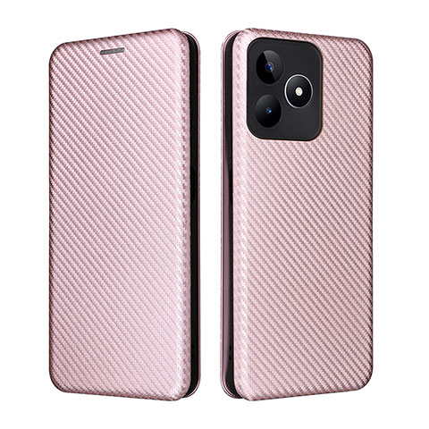 Custodia Portafoglio In Pelle Cover con Supporto L04Z per Realme Narzo N53 Oro Rosa