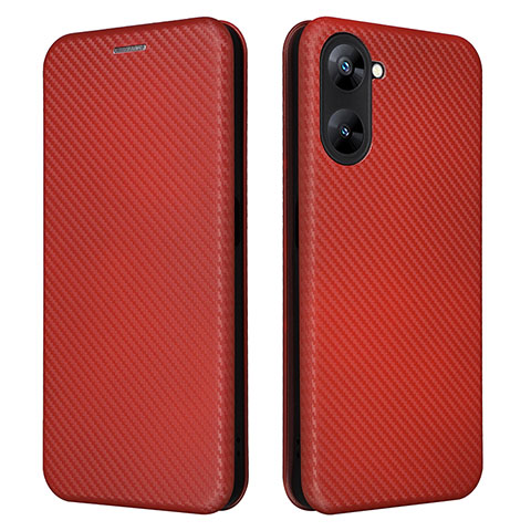 Custodia Portafoglio In Pelle Cover con Supporto L04Z per Realme V30 5G Marrone