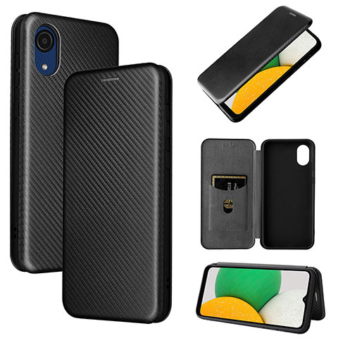 Custodia Portafoglio In Pelle Cover con Supporto L04Z per Samsung Galaxy A03 Core Nero