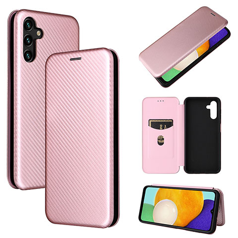 Custodia Portafoglio In Pelle Cover con Supporto L04Z per Samsung Galaxy A04s Oro Rosa