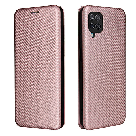 Custodia Portafoglio In Pelle Cover con Supporto L04Z per Samsung Galaxy A12 Nacho Oro Rosa