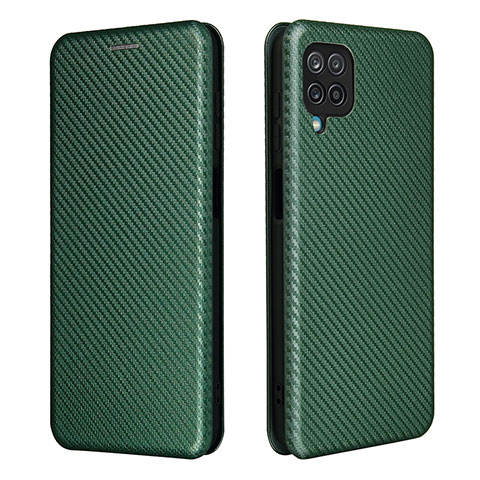 Custodia Portafoglio In Pelle Cover con Supporto L04Z per Samsung Galaxy A12 Verde