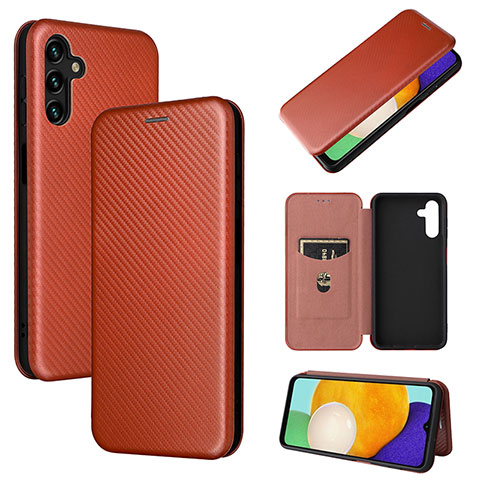 Custodia Portafoglio In Pelle Cover con Supporto L04Z per Samsung Galaxy A13 5G Marrone