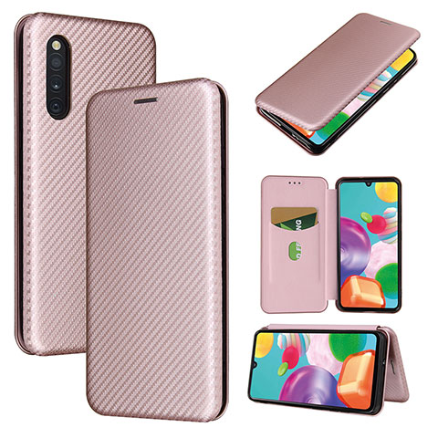 Custodia Portafoglio In Pelle Cover con Supporto L04Z per Samsung Galaxy A41 SC-41A Oro Rosa