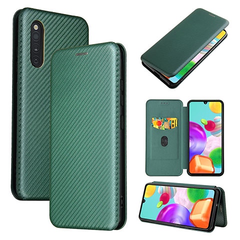 Custodia Portafoglio In Pelle Cover con Supporto L04Z per Samsung Galaxy A41 SC-41A Verde