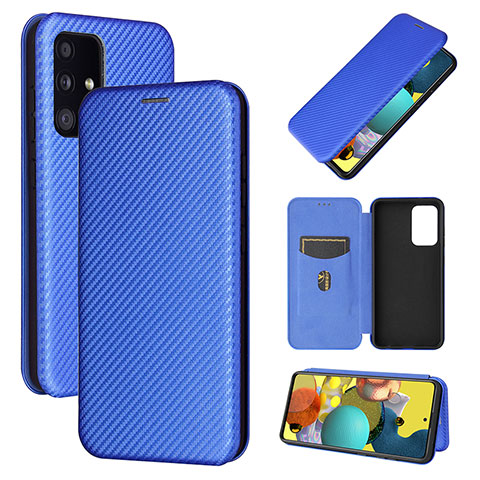 Custodia Portafoglio In Pelle Cover con Supporto L04Z per Samsung Galaxy A52 4G Blu