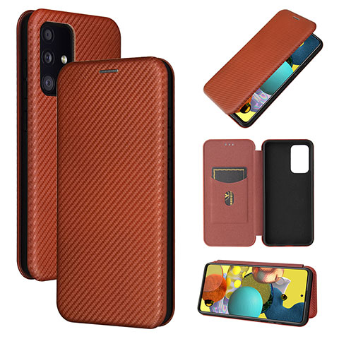 Custodia Portafoglio In Pelle Cover con Supporto L04Z per Samsung Galaxy A52 4G Marrone