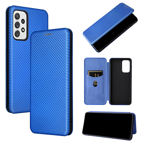 Custodia Portafoglio In Pelle Cover con Supporto L04Z per Samsung Galaxy A73 5G Blu