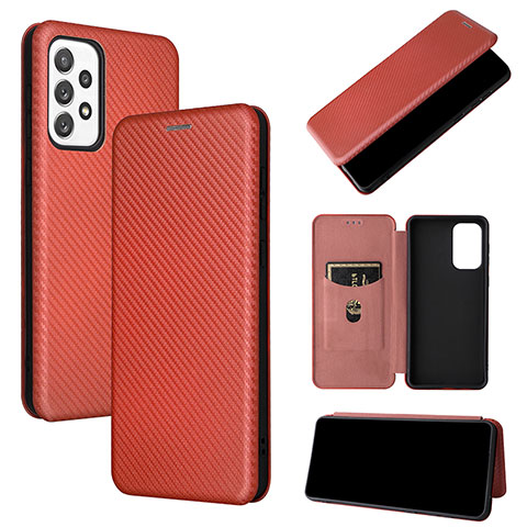 Custodia Portafoglio In Pelle Cover con Supporto L04Z per Samsung Galaxy A73 5G Marrone