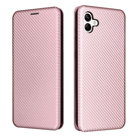 Custodia Portafoglio In Pelle Cover con Supporto L04Z per Samsung Galaxy F04 Oro Rosa