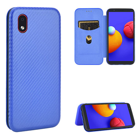 Custodia Portafoglio In Pelle Cover con Supporto L04Z per Samsung Galaxy M01 Core Blu