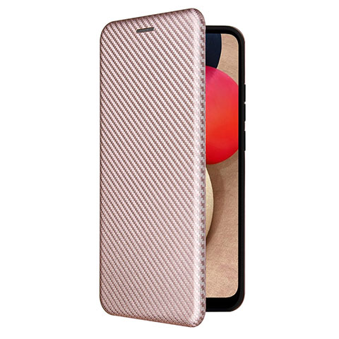 Custodia Portafoglio In Pelle Cover con Supporto L04Z per Samsung Galaxy M02s Oro Rosa