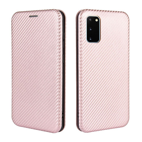 Custodia Portafoglio In Pelle Cover con Supporto L04Z per Samsung Galaxy S20 FE (2022) 5G Oro Rosa