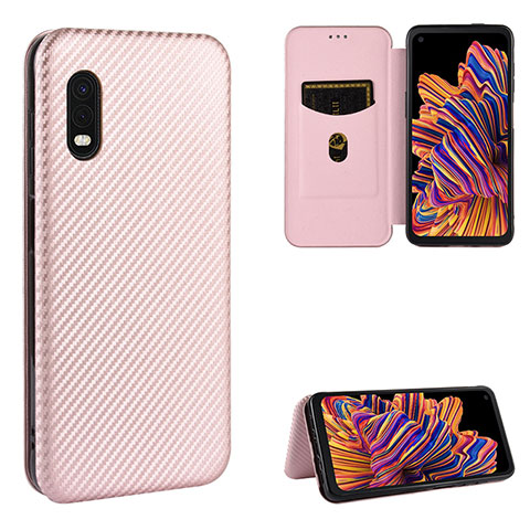 Custodia Portafoglio In Pelle Cover con Supporto L04Z per Samsung Galaxy XCover Pro Oro Rosa