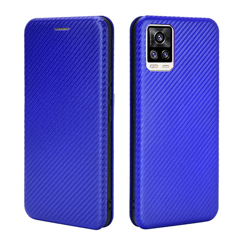 Custodia Portafoglio In Pelle Cover con Supporto L04Z per Vivo V20 (2021) Blu