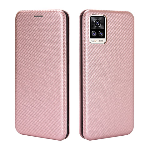 Custodia Portafoglio In Pelle Cover con Supporto L04Z per Vivo V20 (2021) Oro Rosa