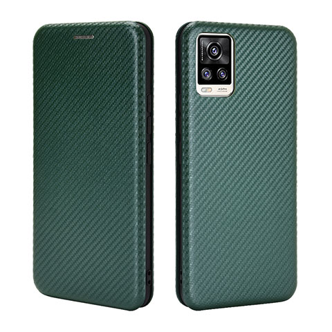 Custodia Portafoglio In Pelle Cover con Supporto L04Z per Vivo V20 Verde