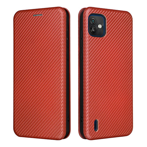 Custodia Portafoglio In Pelle Cover con Supporto L04Z per Wiko Y82 Marrone